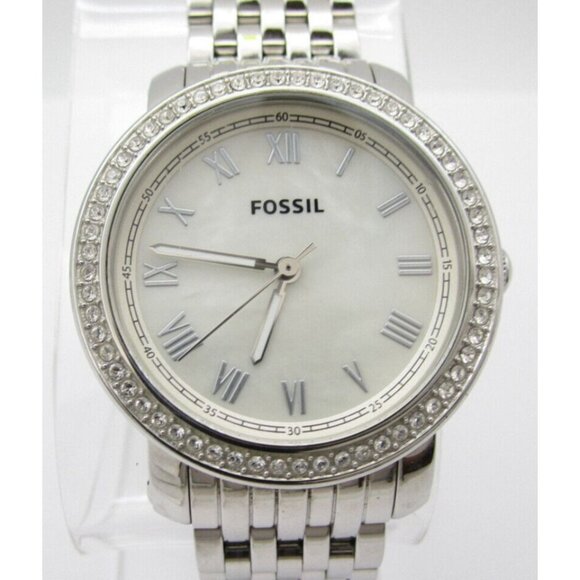 Women Fossil Quartz 5ATM Mother of Pearl Analog 37mm Watch (H45) "New Battery" - Picture 1 of 10